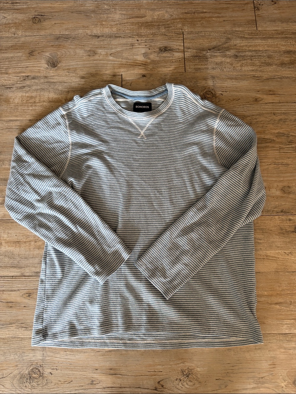 Bonobos Men's light blue & White Striped Crewneck Sweater XL